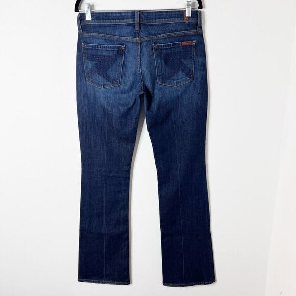 7 for All Mankind Womens Flynt Jeans 29 Bootcut Low Rise Dark Wash Stretch Denim - Picture 3 of 7